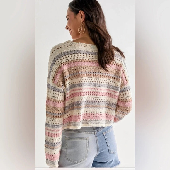 Francesca's Collection Candace Bucle Pointelle Pullover Sweater - Picture 2 of 5